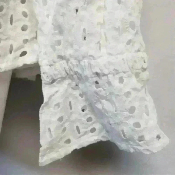 Women's Express Off Shoulder Lined White Eyelet LS Blouse Size S $70 - Picture 5 of 9